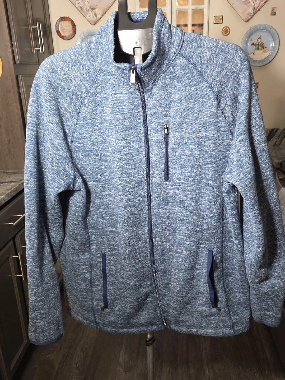 Swiss Tech Blue Marled Full-Zip Sweater Jacket